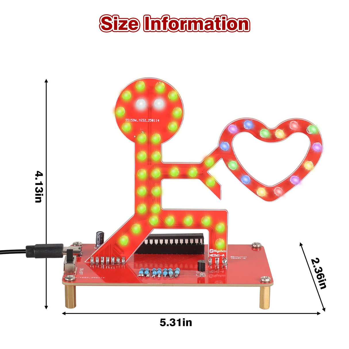 Soldering Learning Kit, ICSTATION Give You My Heart LED Soldering Project Love Proposal RGB LED Light Soldering Practice Kit for Beginners Diyers Student Education and Perfect Present for Father's Day IS