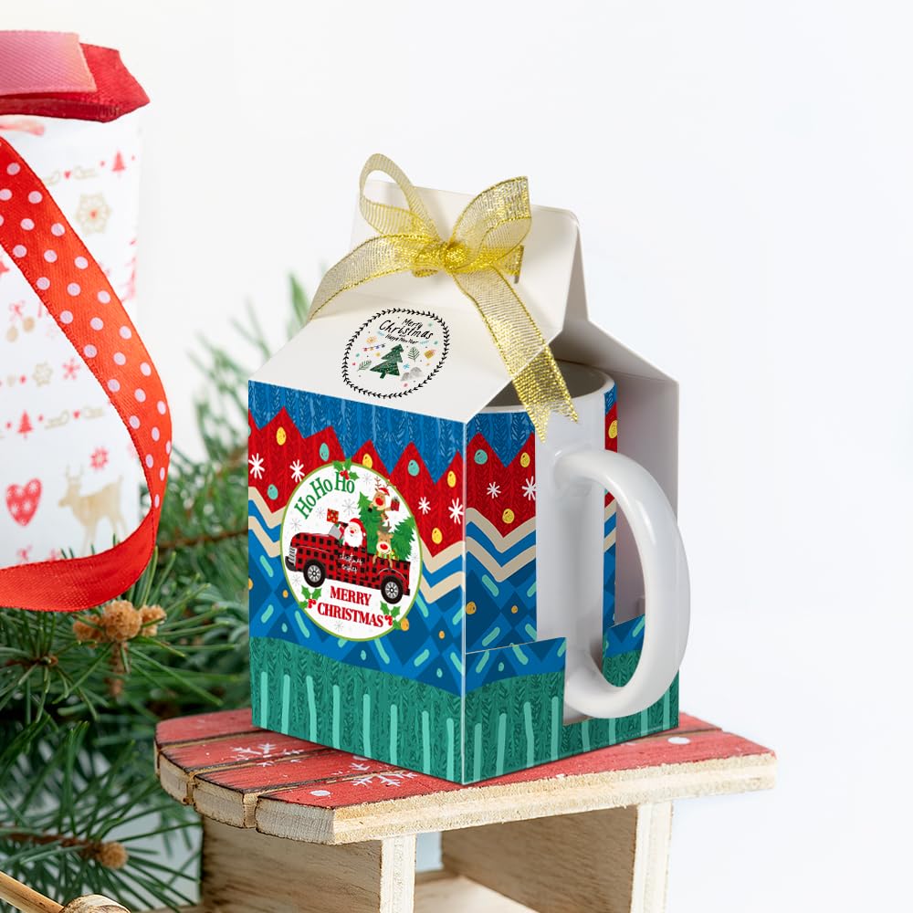 PYD Life 20 Pack Sublimation Mugs Blanks Gift Boxes Matte White 3.3" x 3.2" x 5.9" 11 OZ Sublimation Coffee Mugs Packing Boxes with Golden Ribbon for Heat Press Transfer PYD Life