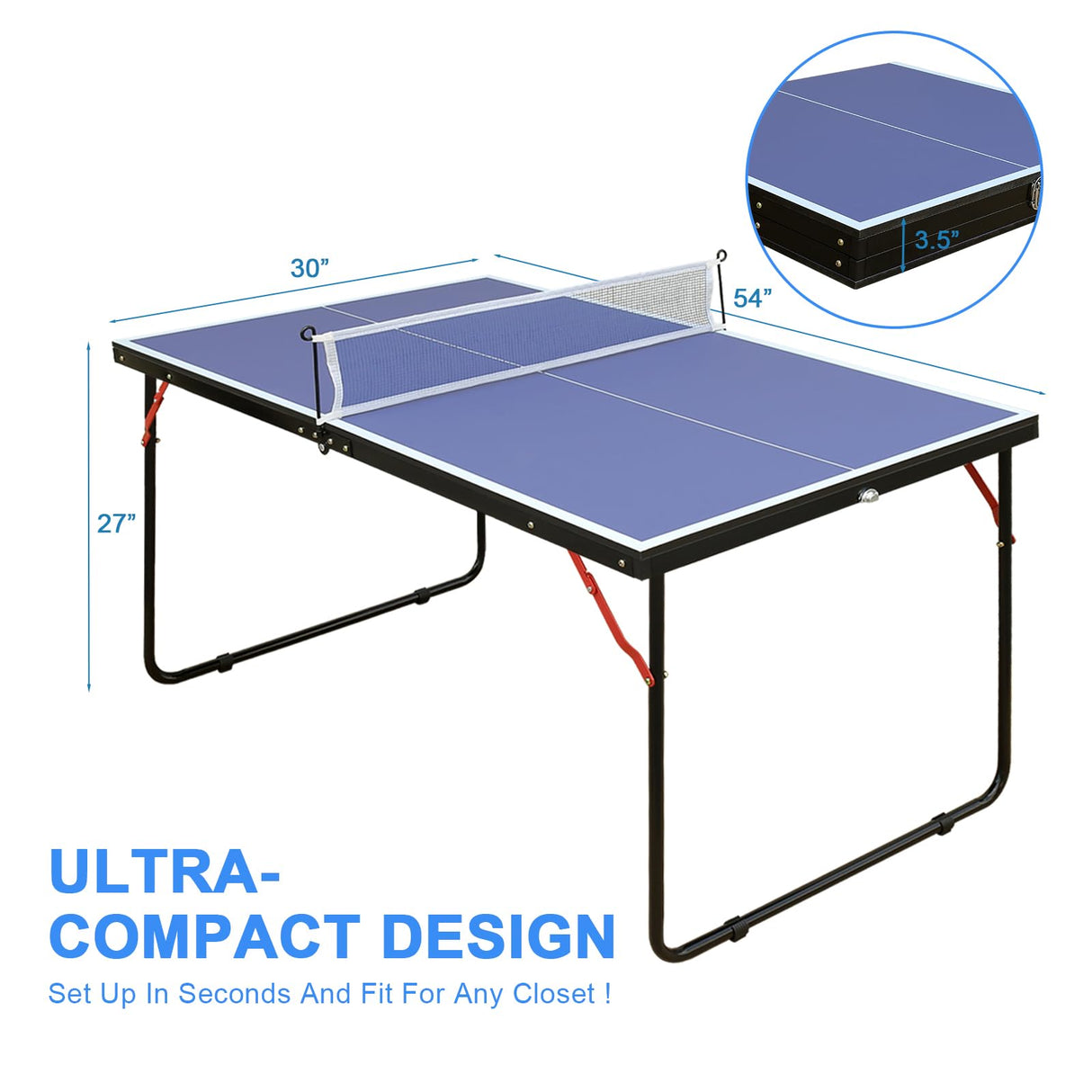 Generic Ping Pong Table Foldable & Portable Table Tennis Table Set for Indoor & Outdoor Games with Net, 2 Paddles and 3 Balls Generic