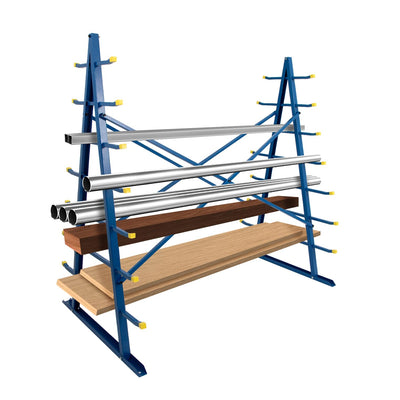 2000 lbs Horizontal Storage Rack, 60"D x 66"H x 36" W Heavy Duty Freestanding Steel Horizontal Bar, Pipe, Long Parts Storage Rack, 7-Level Wood Lumber Shelf Organizer for Garage Workshop Shed, Blue