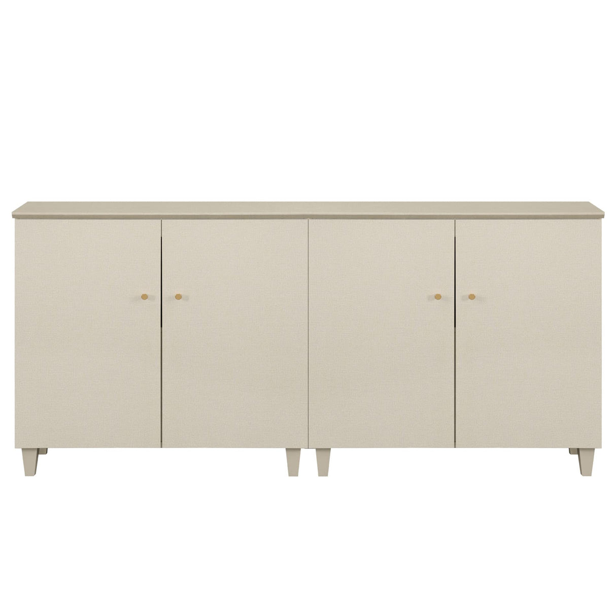 WAMPAT Buffet Cabinets Sideboards, 70.8" Wood Credenza Console Tables with 4 Doors, Set of 2 Kitchen Storage Cabinets with 6 Compartments & Solid Wood Legs for Living Room, Hallway, Beige, 1 Pack WAMPAT