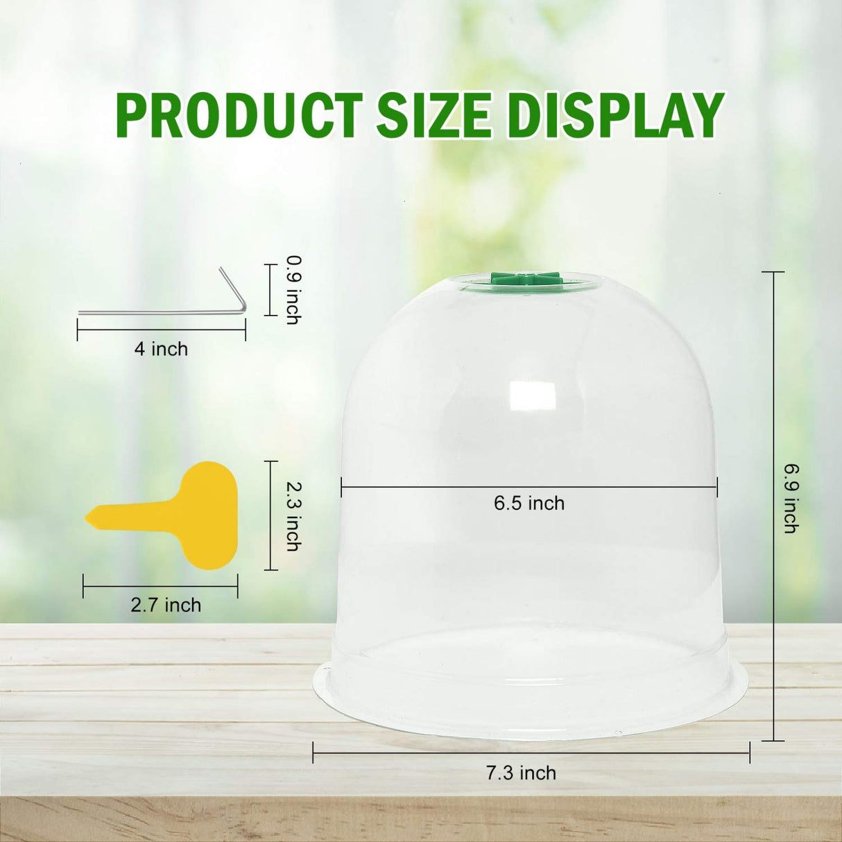 Vumdua Cloche Garden Dome, 6 Pack Plant Covers, Clear Plastic Dome, Humidity Domes for Seed Starting Greenhouse, Plant Dome with 18 Ground Securing Pegs & 10 Plant Label (7.3" D x 6.9" H) Vumdua