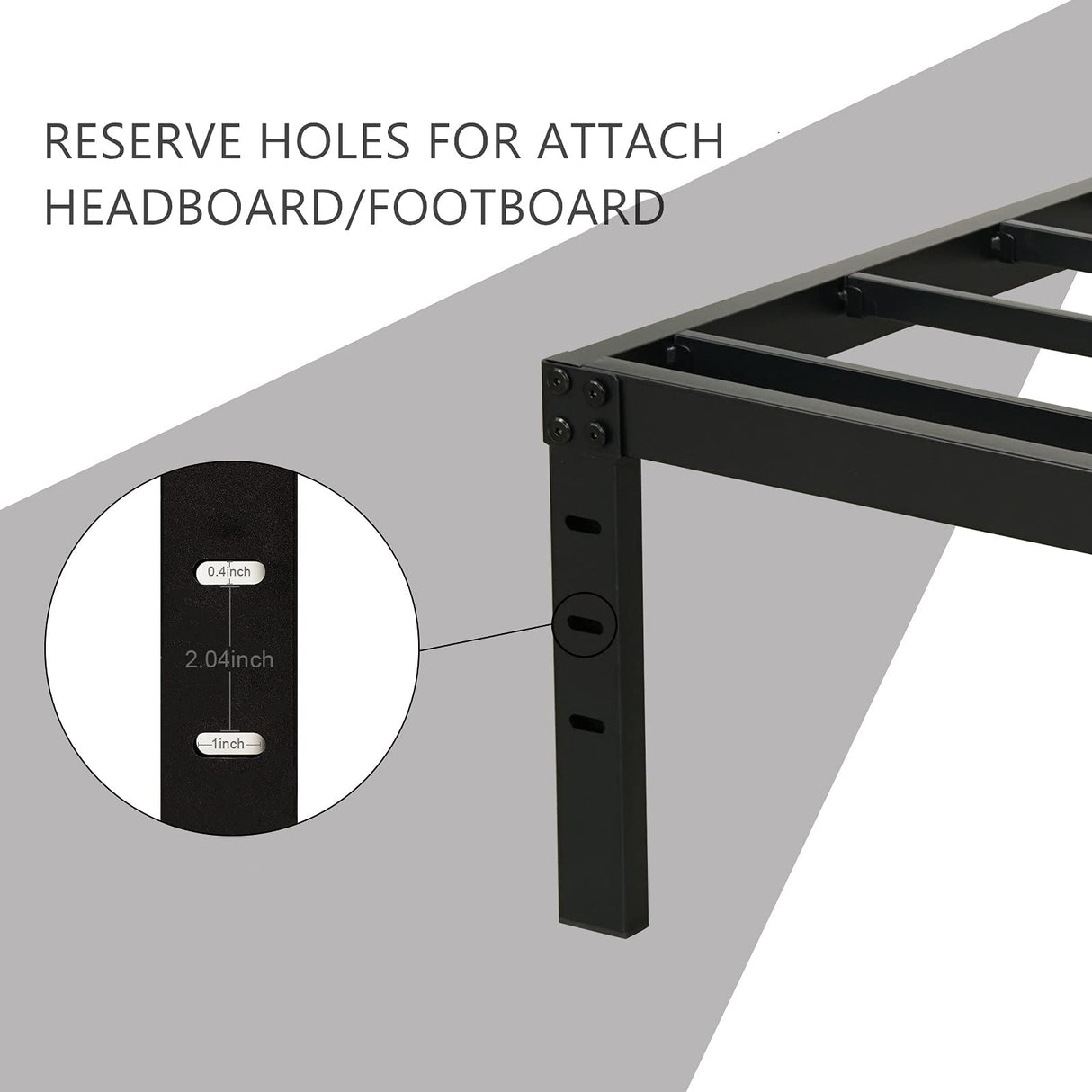 Wulanos Queen Size Bed Frame, 3500lbs Heavy Duty Metal Platform with Steel Slats Support, Sturdy and Noise-Free, 14 Inches High Bedframes with Ample Storage, No Box Spring Needed Wulanos