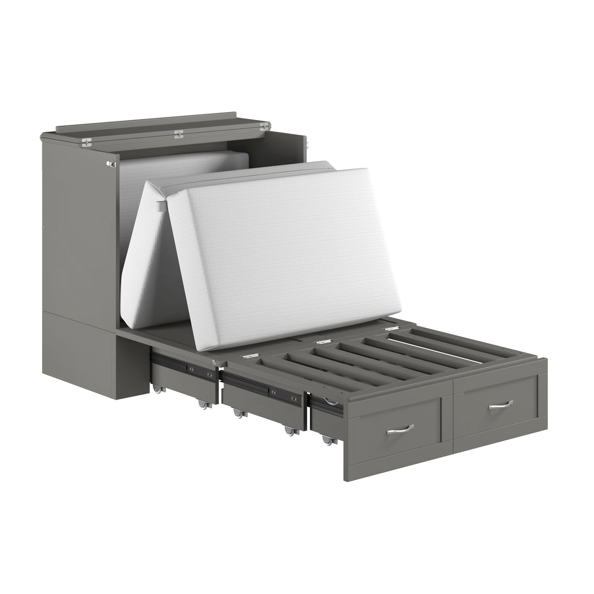 AFI, Hamilton Twin XL Murphy Bed Chest with 6" Mattress, Storage Drawer, and Built-in USB Charger, Grey AFI