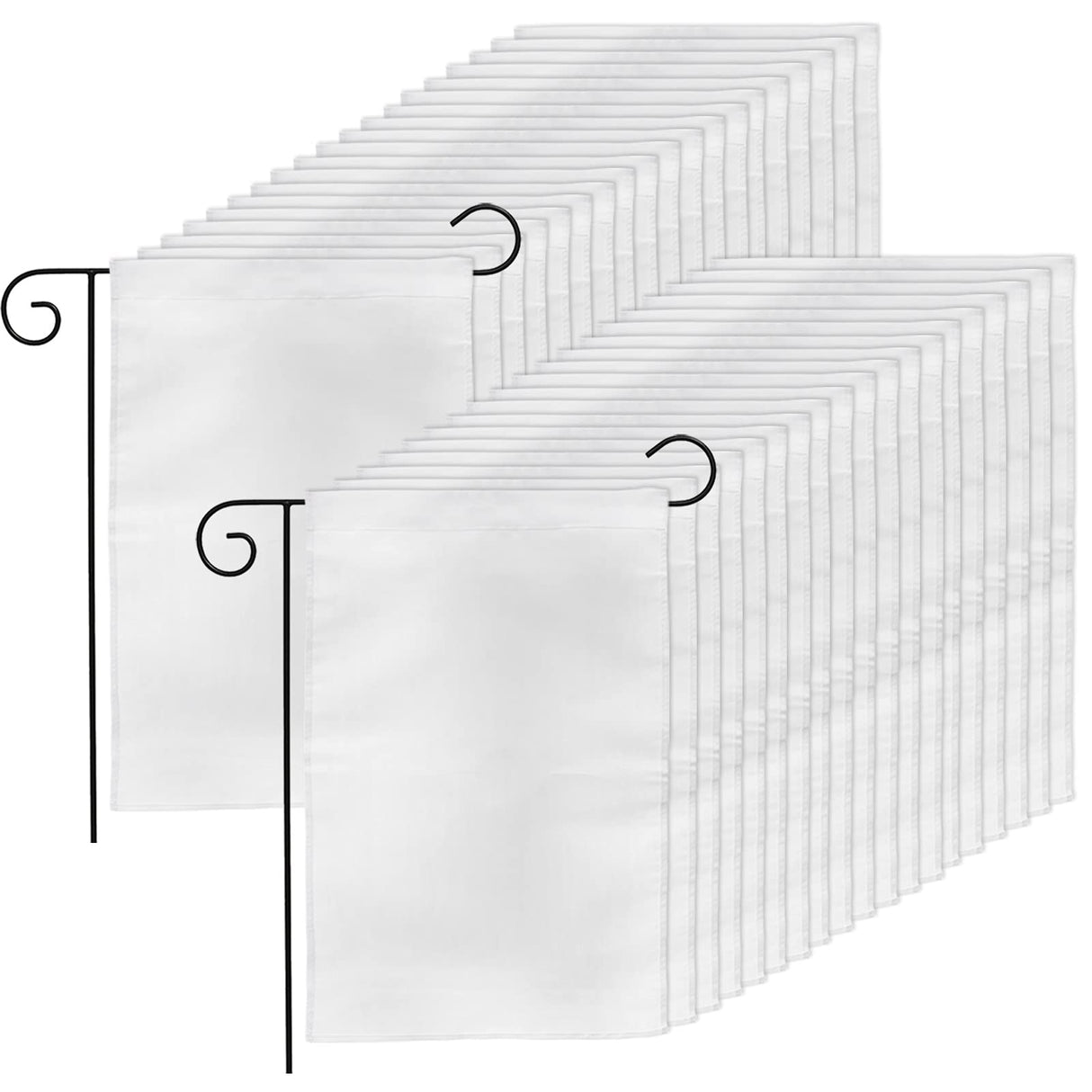 DEAYOU 36 Pack Sublimation Blank Garden Flags, DIY White Lawn Flags Polyester Banners for Outdoor, Courtyard, Party, Home, School, 12" x 18" DEAYOU