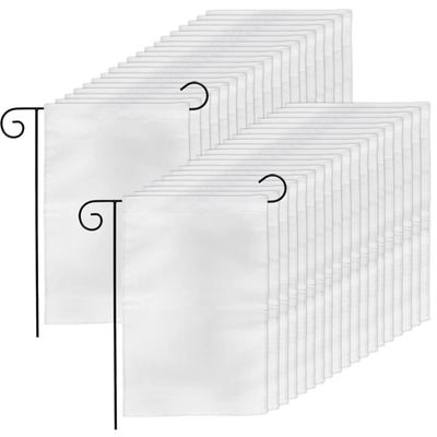 DEAYOU 36 Pack Sublimation Blank Garden Flags, DIY White Lawn Flags Polyester Banners for Outdoor, Courtyard, Party, Home, School, 12" x 18"