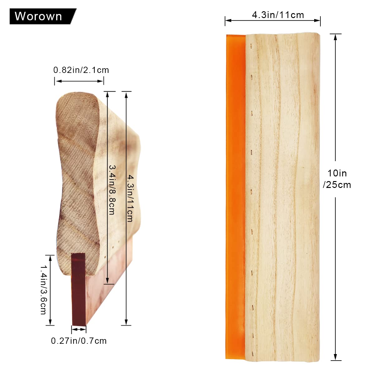 Worown 10 X 14 Inch Wood Silk Screen Printing Frame with 110 White Mesh and 1 Piece 4 x 10 Inches Screen Printing Squeegee for Screen Printing Worown