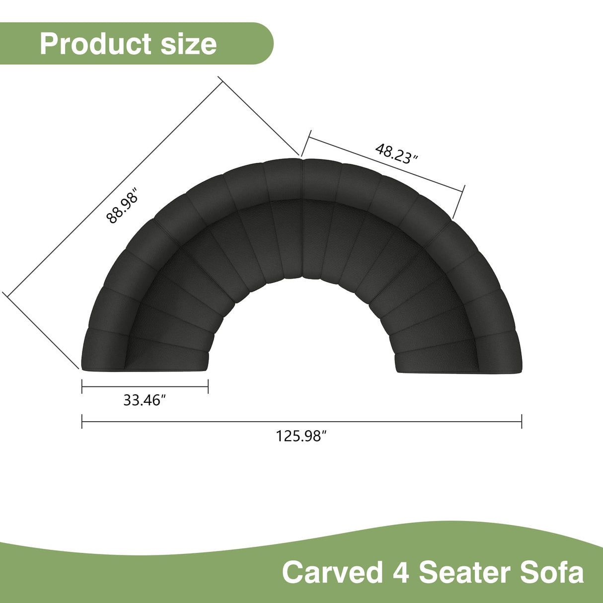 LEVNARY Modular Sectional Sofa, Convertible Sectional Couch Set, Large-Grain Velvet Modular Sectionals, Curved 4 Seater Cloud Sofa with Chaise for Living Room (Black) LEVNARY