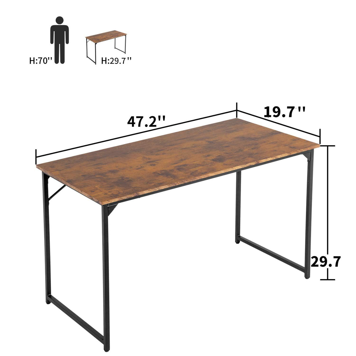 Computer Desk,47.2 inches Home Office Desk Writing Study Table Modern Simple Style PC Desk with Metal Frame,Brown BestOffice