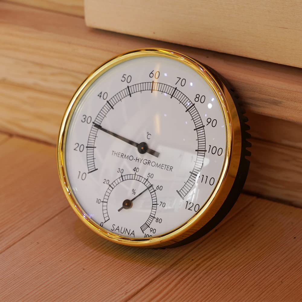 amocane Sauna Wooden Bucket and Ladle Kit, Sauna Accessories with Thermometer for Any Barrel or Steam Sauna & SPA (Hemlock Wood Color) amocane