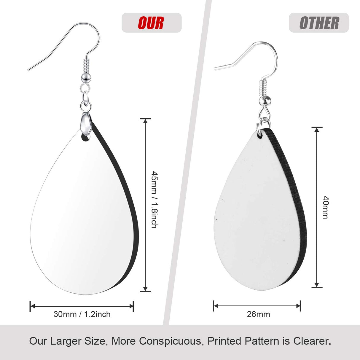 YGAOHF Sublimation Earring Blanks for Mom, 1.8" Lightweight Wood Earrings Blanks with Protective Film, Unfinished MDF Teardrop Earrings for Earring Making, DIY Halloween Mather's Day Easter Earrings YGAOHF