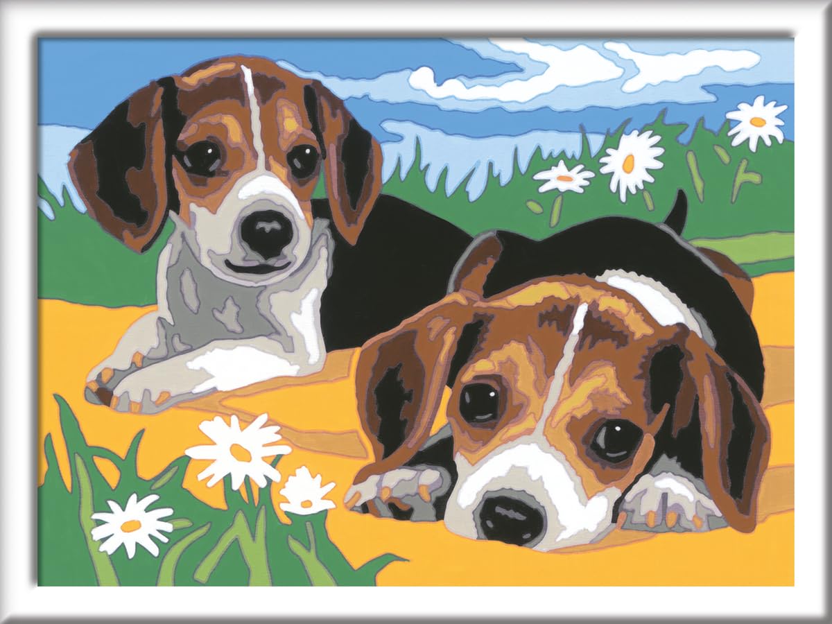 Ravensburger CreArt Jack Russell Puppies Paint by Numbers Kit for Kids - Painting Arts and Crafts for Ages 7 and Up Ravensburger