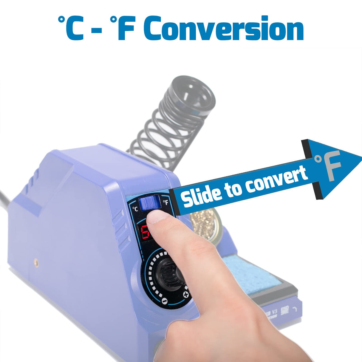 WEP 926LED V3 Soldering Iron Station Kit with Solder Wire, 5 Soldering Tips, Tip Cleaner,Tweezers, Desoldering Pump with Temperature Control, Sleep Mode, C-F Conversion Function WEP