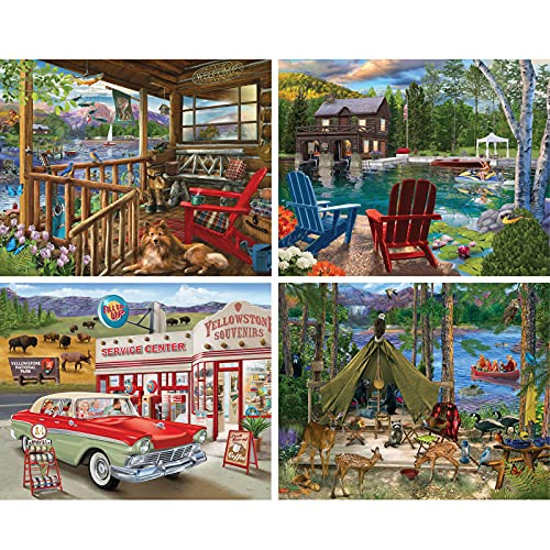 Bits and Pieces – 4-in-1 Multi-Pack 500 Piece Jigsaw Puzzles for Adults – Jigsaw Puzzle Set Bundle by Bigelow Illustrations, Completed Puzzle Size: 16" x 20" Bits and Pieces