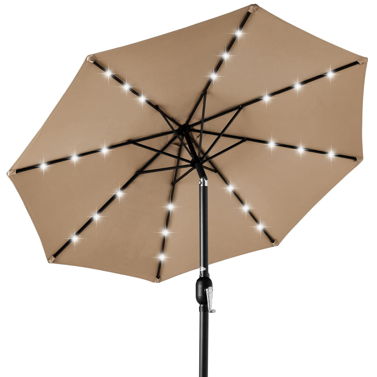 Best Choice Products 10ft Solar Polyester LED Lighted Patio Umbrella w/Tilt Adjustment and UV-Resistant Fabric - Tan Best Choice Products