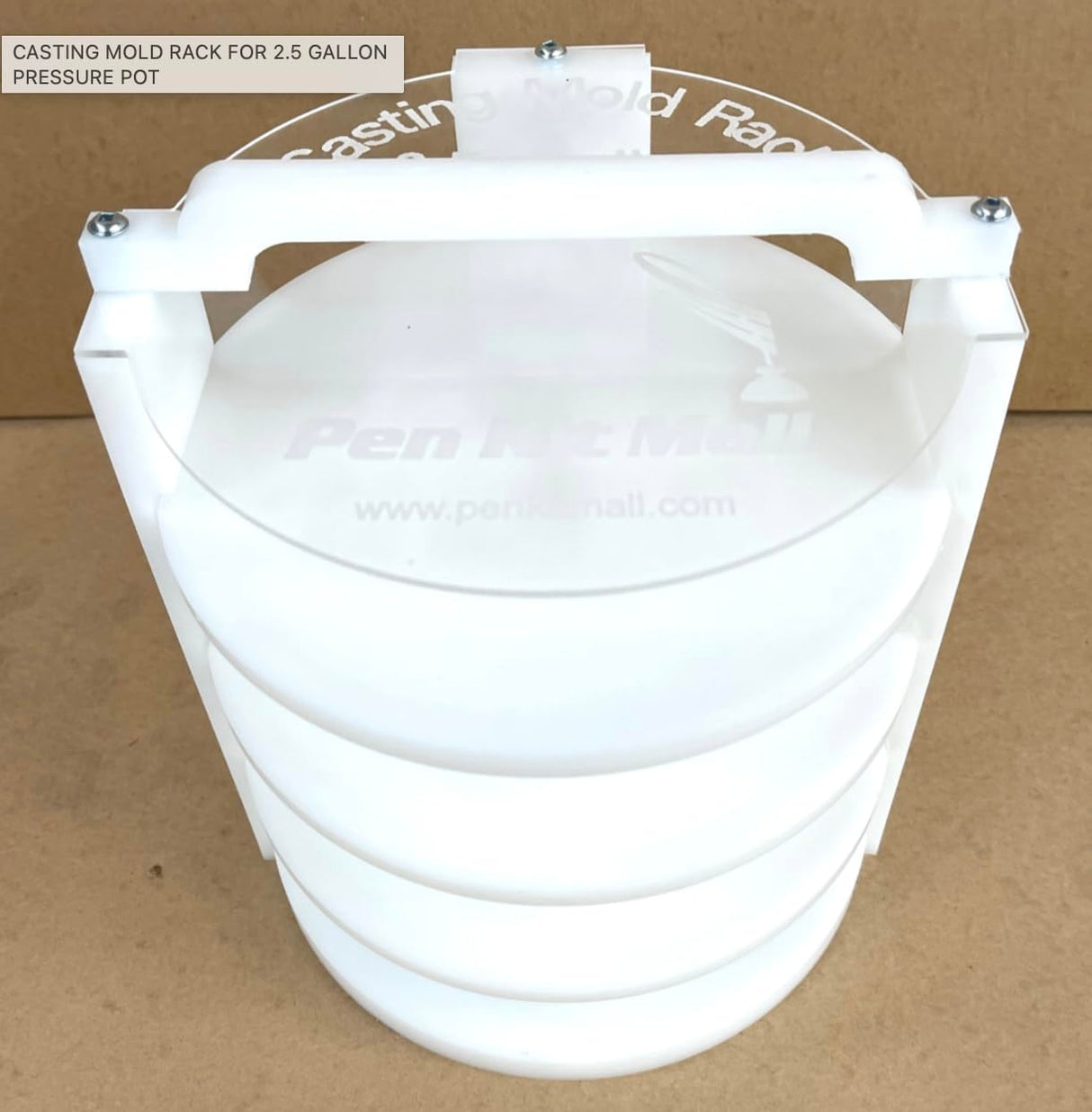 Pen Kit Mall - Pressure Pot Rack for Resin Casting - 4 Locking Shelves - Heavy Duty HDPE Material - Fits Harbor Freight Converted 2.5 Gallon Pots Pen Kit Mall