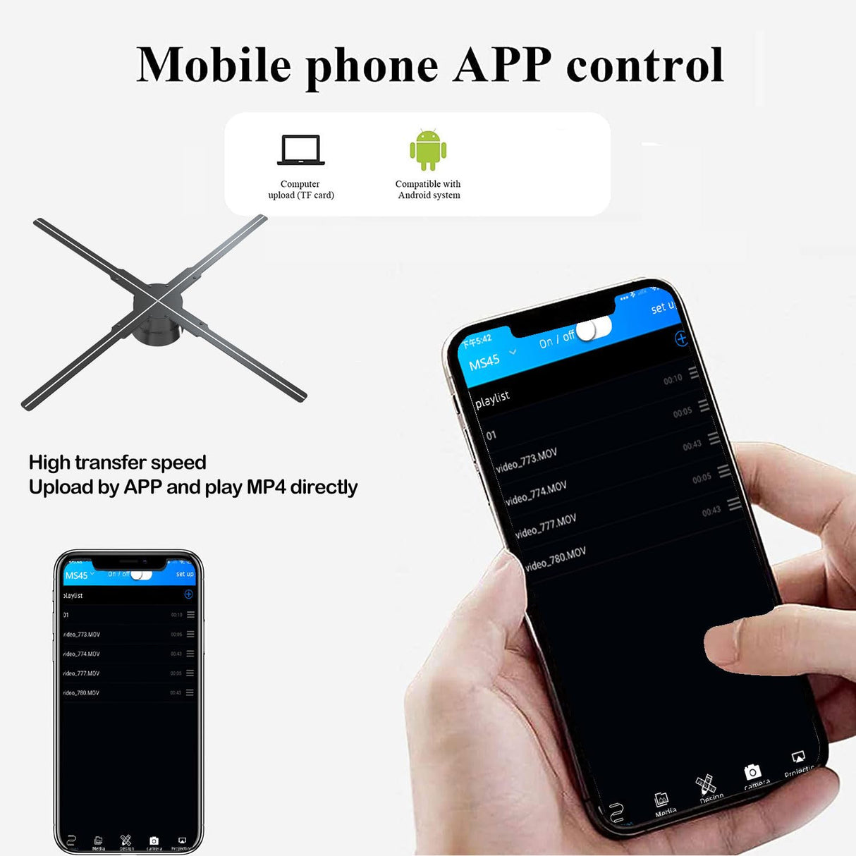 3D Hologram Fan, 52cm 3D Hologram Projector HD LED Holographic Christmas Tree Advertising Display with Remote Bluetooth WiFi,700 Video Library for Business,Bar,Halloween Missyou 20.5 Inch Missyou