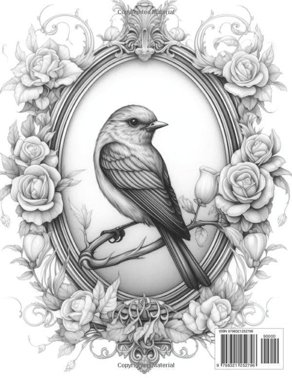 Songbirds & Roses Adult Coloring Book Grayscale Images By TaylorStonelyArt: Volume I (Intricate Mandala Patterns For Adults) Majosta