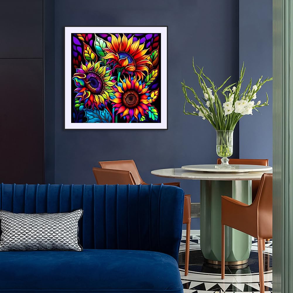 Stalente Diamond Painting Kits for Adults, 5D DIY Diamond Art Kits for Beginners Round Full Drill Diamond Painting for Home Wall Decoration Gift 12×12inch, Sunflower Stalente