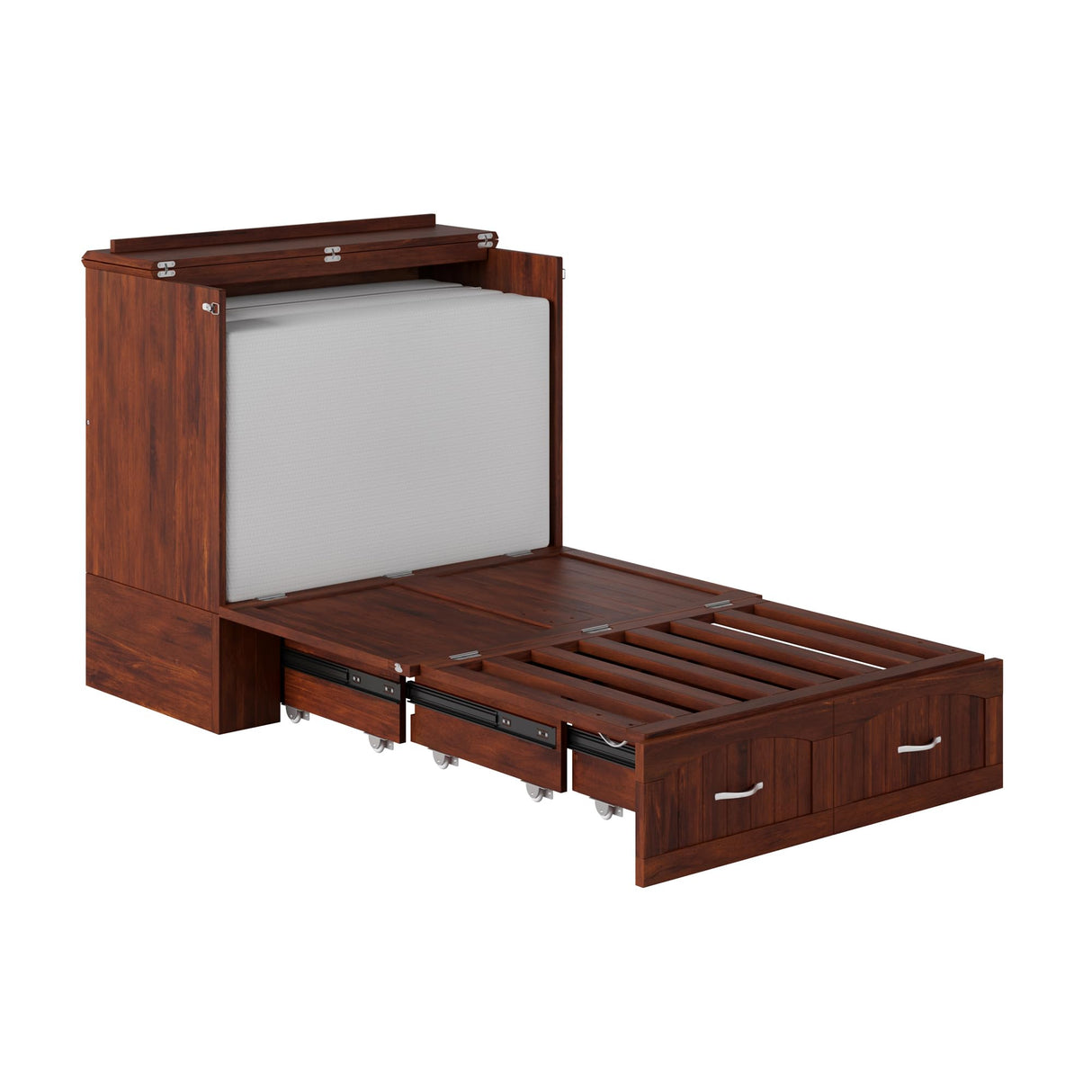 AFI, Southampton Murphy Bed Chest Twin XL with 6" Mattress, Storage Drawer & Built-in USB Charger, Walnut AFI