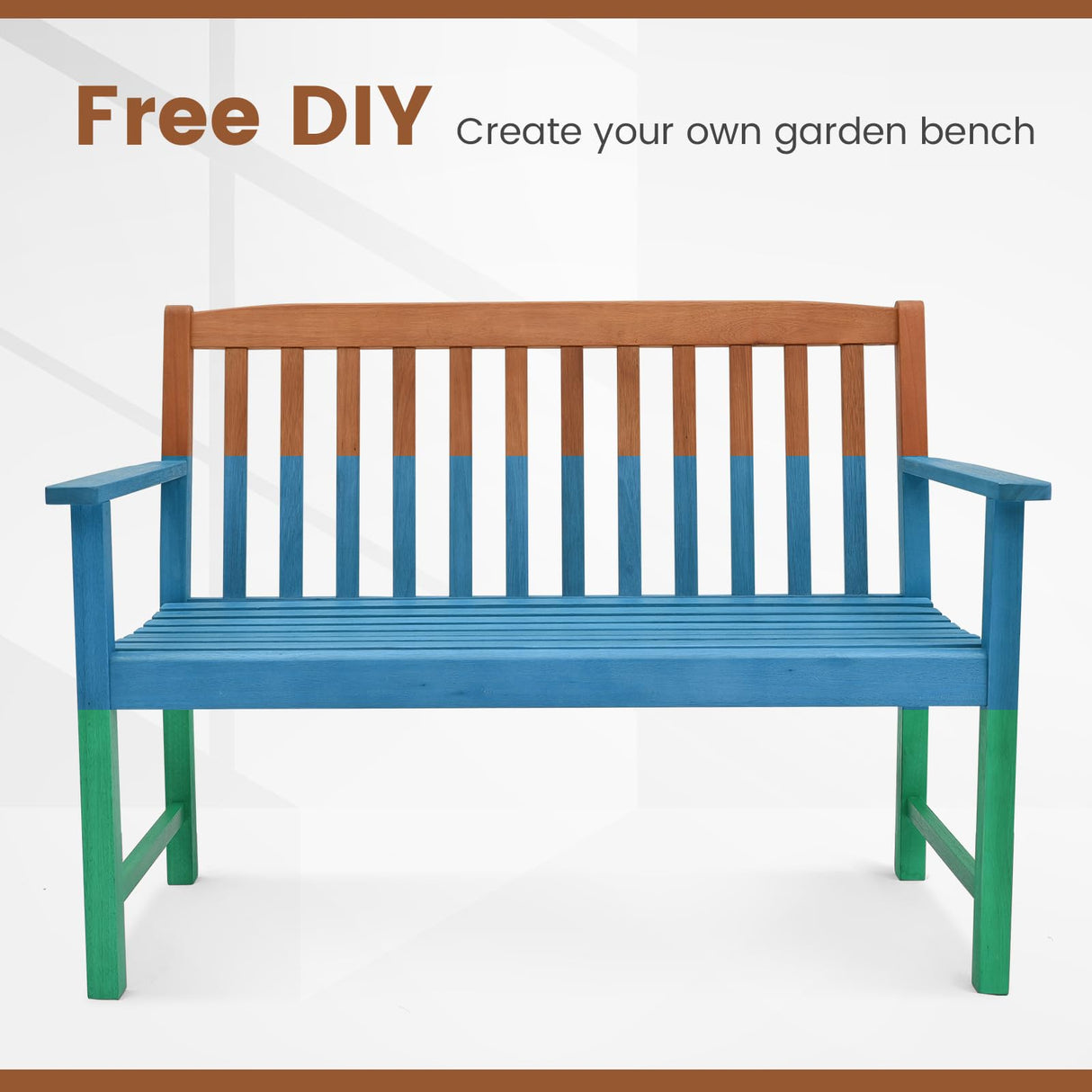 Tangkula 2-Person Eucalyptus Outdoor Garden Bench with Backrest and Armrests, Natural Finish Tangkula