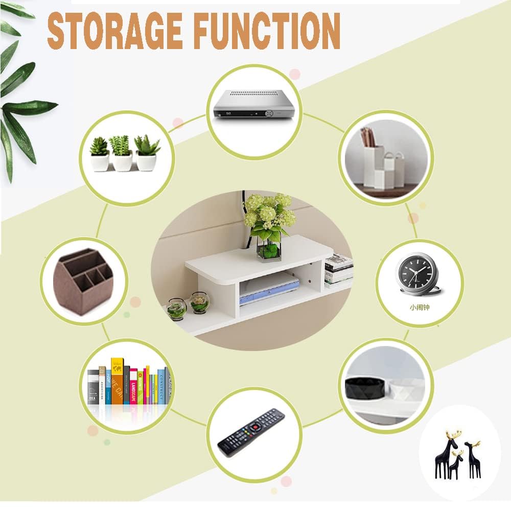 BiJun Floating TV Shelf, Entertainment Center Wall Mounted Media Console Router DVD Shelf for One/PS4/Cable Box/DVD Players/Game Console Streaming Media Equipment (Black, 35.4) BiJun