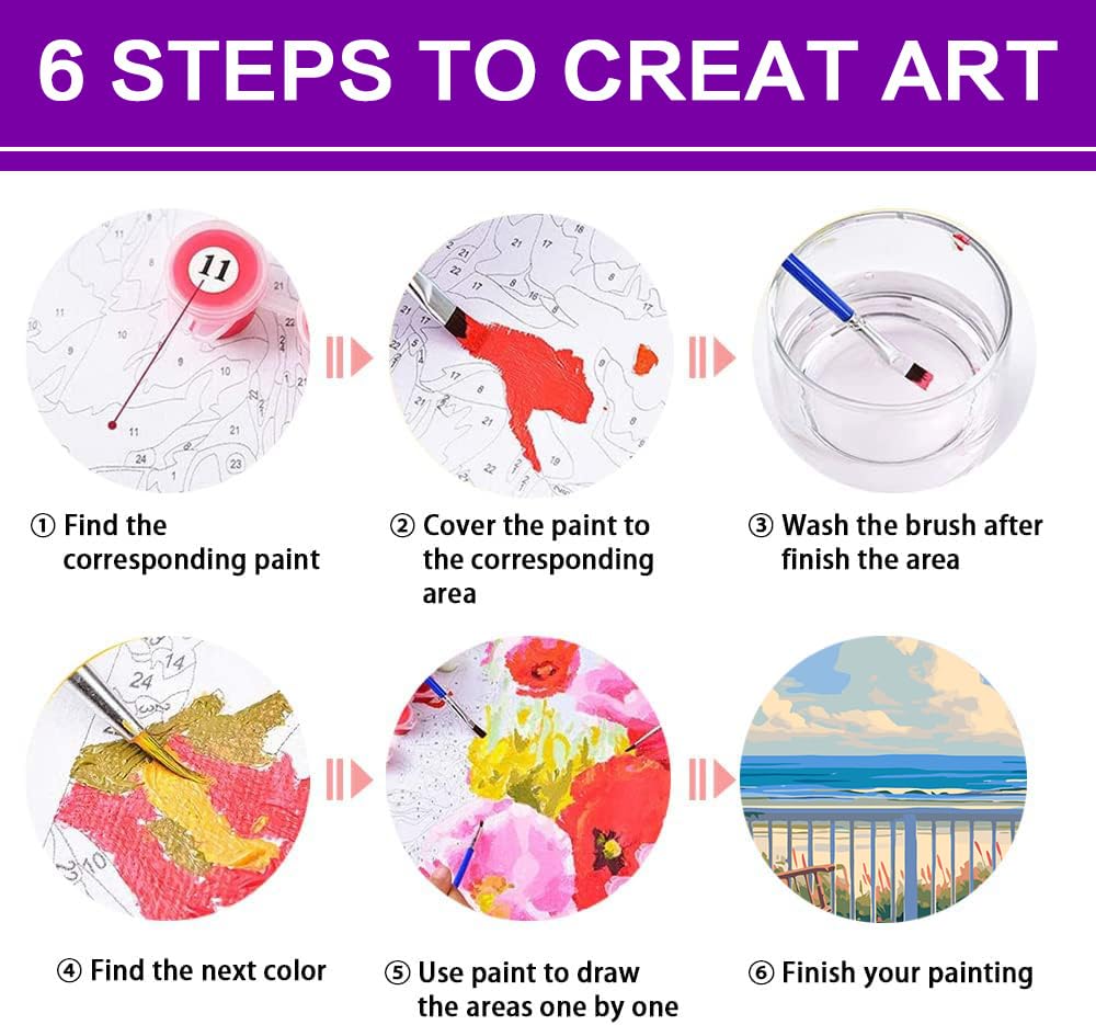 croshom Paint by Numbers Kit for Adults Beginner, Easy Paint by Numbers Kits for Adults, Suitable for Gifts and Home Wall Decor 16" x 20", Sea Landscape croshom