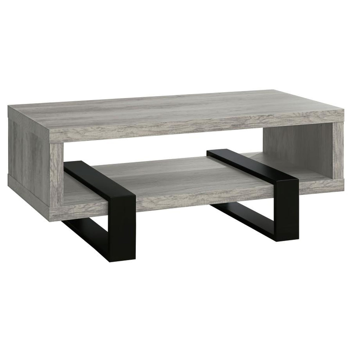 CARTESIAN Modern Engineered Wood Coffee Table, Gray Driftwood, Multi-Level Design, Living Room Furniture, 47.25x23.50x19.25 Inches CARTESIAN
