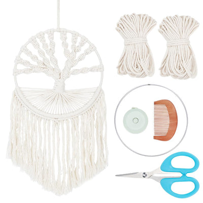 FREEBLOSS DIY Macrame Tree of Life Wall Hanging Kit Macrame Tapestry Wall Hanging Tree of Life Dreamcatcher Wall Hanging Decor for Living Room Macrame Kit for Beginner with Instruction