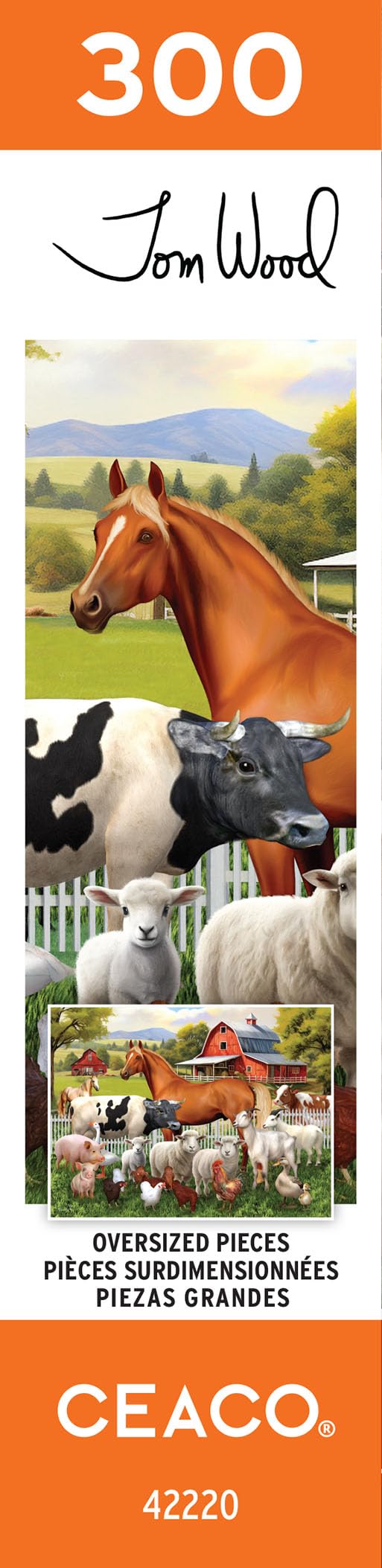 Ceaco - Tom Wood - Farm Animal Friends - 300 Oversized Piece Jigsaw Puzzle Ceaco