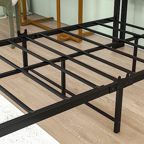 HOJINLINERO Twin Bed Frame with Storage Headboard/USB Charging Station,Single Platform Bed Frame Twin Size No Box Spring Needed,Strong Steel Slats Support,Bedroom Furniture,Rustic Brown HOJINLINERO