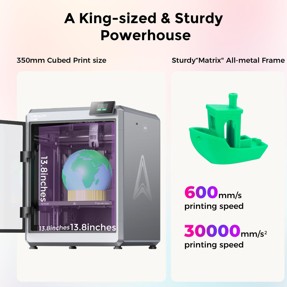 Creality K2 Plus 3D Printer, High-Speed 600mm/s Printing, Dual AI Cameras, Full-Auto Leveling, Large Build Volume 350×350×350mm, Precision Up to 0.05mm Creality