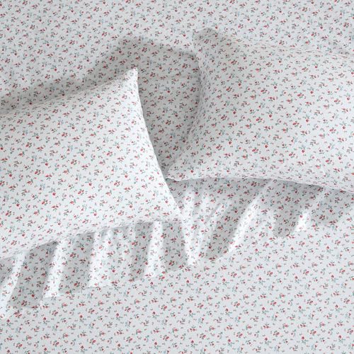 Laura Ashley - Queen Sheet Set, Crisp & Cool Cotton Percale Bedding with Deep Pockets, Lightweight for Year Round Comfort, Bed Sheets with Matching Pillowcases (Aylesmore Ditsy Red) Laura Ashley