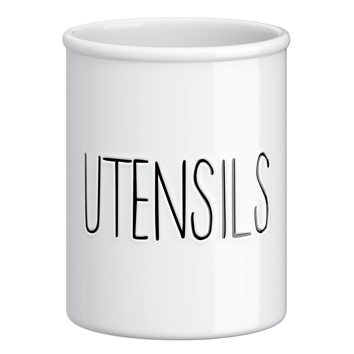 Barnyard Designs Ceramic Farmhouse Kitchen Utensil Holder for Countertop, Decorative Kitchen Utensil Holder, Large Kitchen Utensil Holder for Kitchen Counter, Utensil Crock Spatula Holder, 7" (White) Barnyard Designs