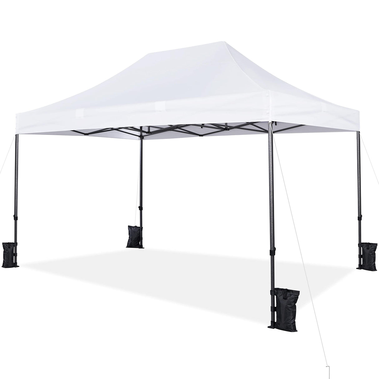 Yaheetech Heavy Duty Pop Up Canopy Tent, 10x15 Commercial Instant Shelter Tent, Outdoor Adjustable Canopy with Wheeled Bag, 4 Sandbags & 8 Stakes, White Yaheetech