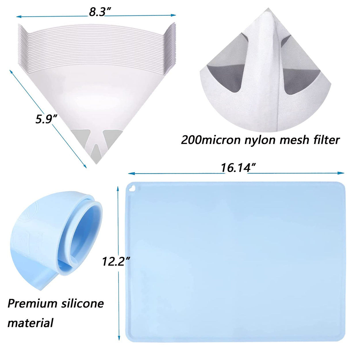 LCD 3D Printer Accessories Resin Tool Kit Includes Stainless Steel Funnel, Resin Filter, Silicone Pad, Photosensitive Resin Bottle, Basic Tools for SLA/DLP Printing ELITECTK