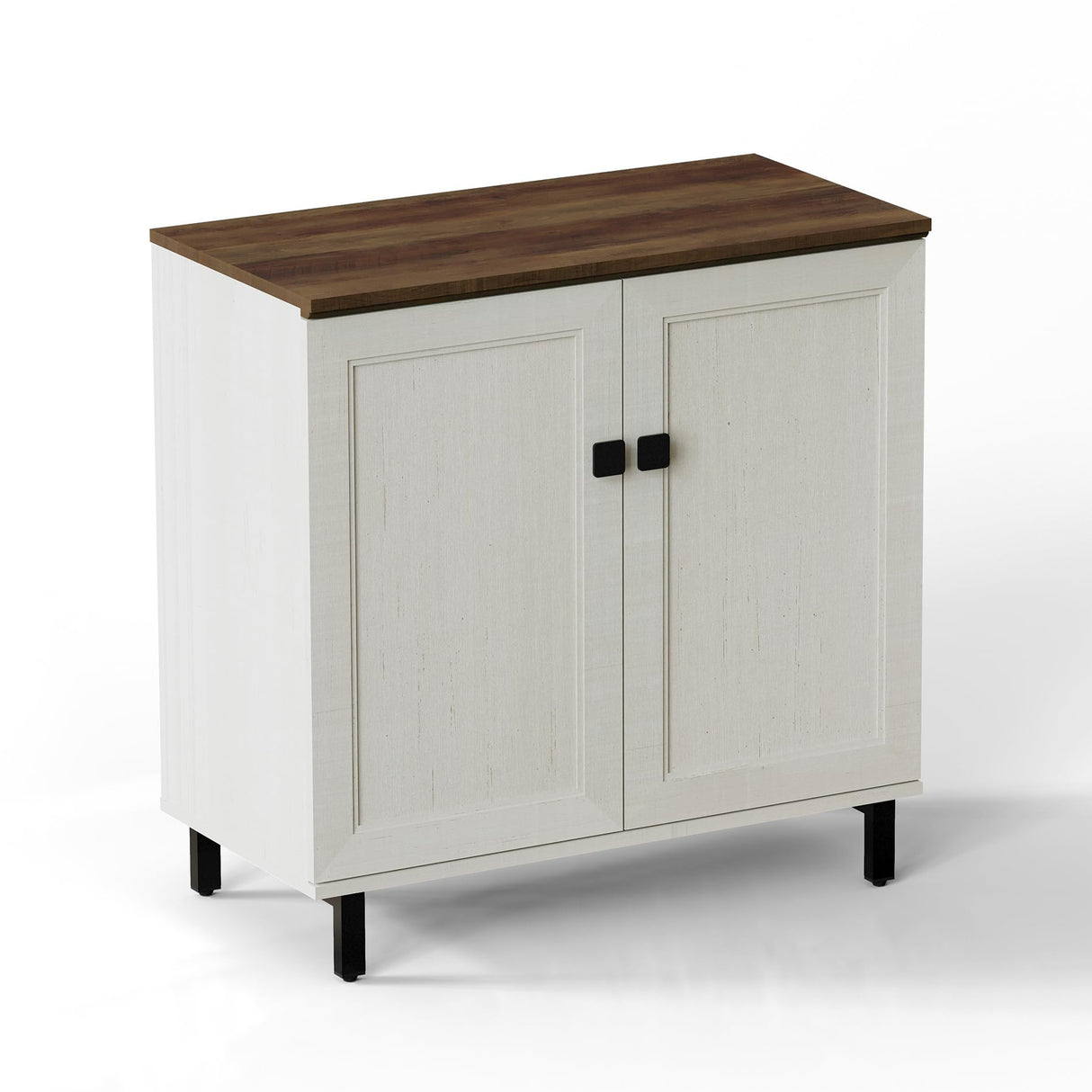 FENSULN Buffet Sideboard Cabinet Farmhouse Modern Storage Cabinet with Adjustable Shelves for Kitchen, Coffee Bar, Living Room, White FENSULN