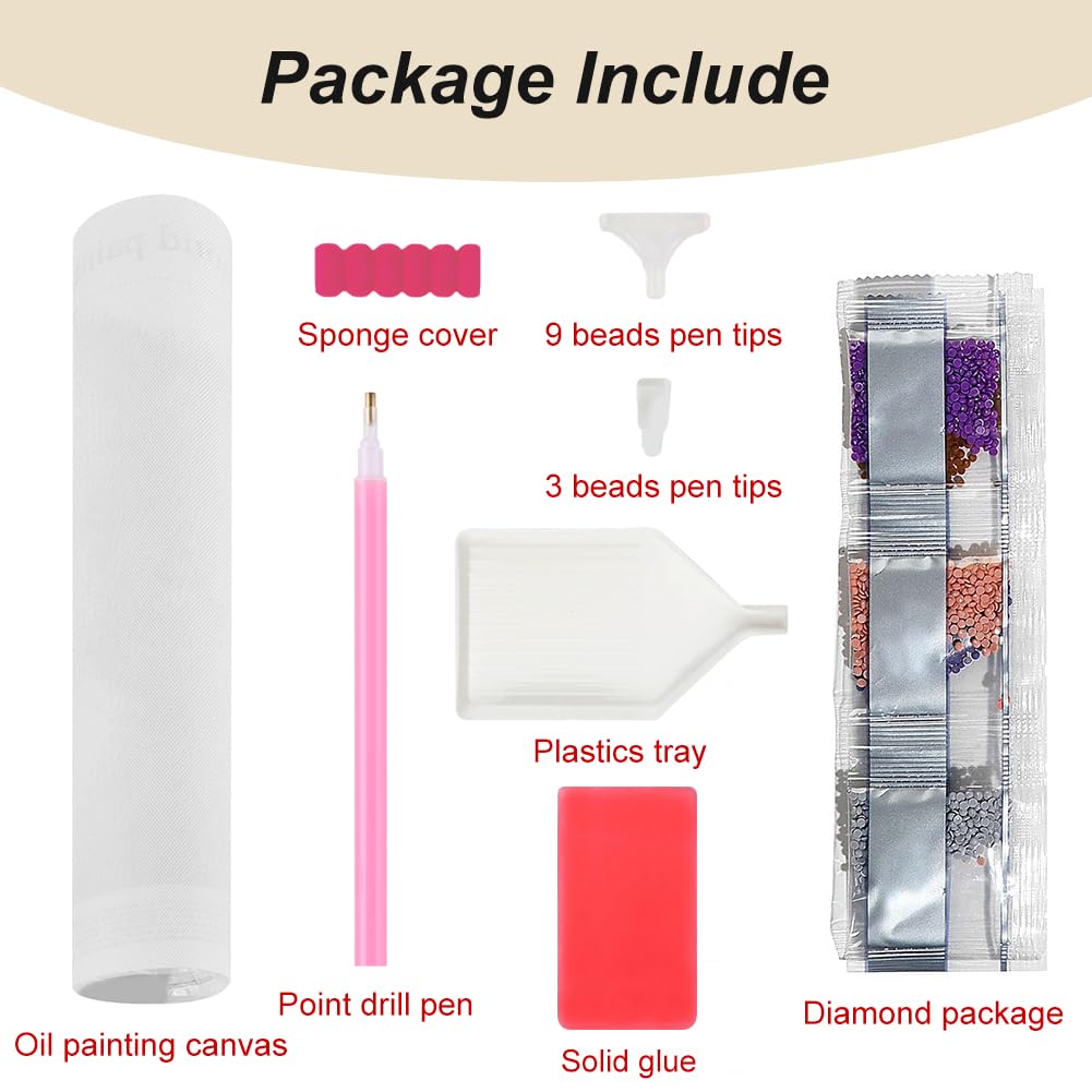 FHBUBPUP Pink Rose Diamond Painting Kits for Adults, Pink Rose Diamond Art Kits, Full Drill Round Gem Art, DIY Flower Paint with Diamond Kits Beads Crafts for Home Wall Decoration Gifts 12x12 inch FHBUBPUP