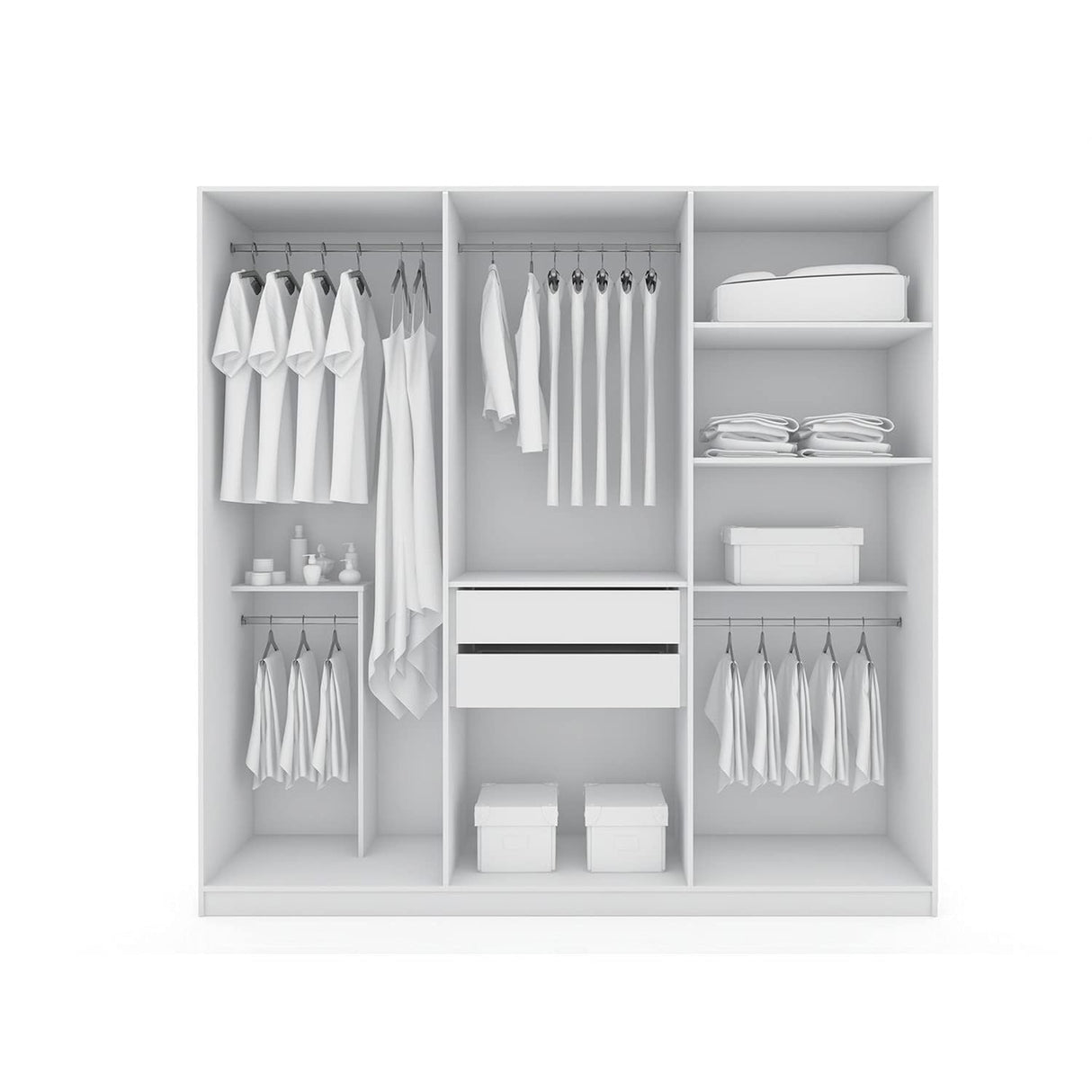 Manhattan Comfort Gramercy 3-Sectional Wood Wardrobe Armoire Closet in White Manhattan Comfort