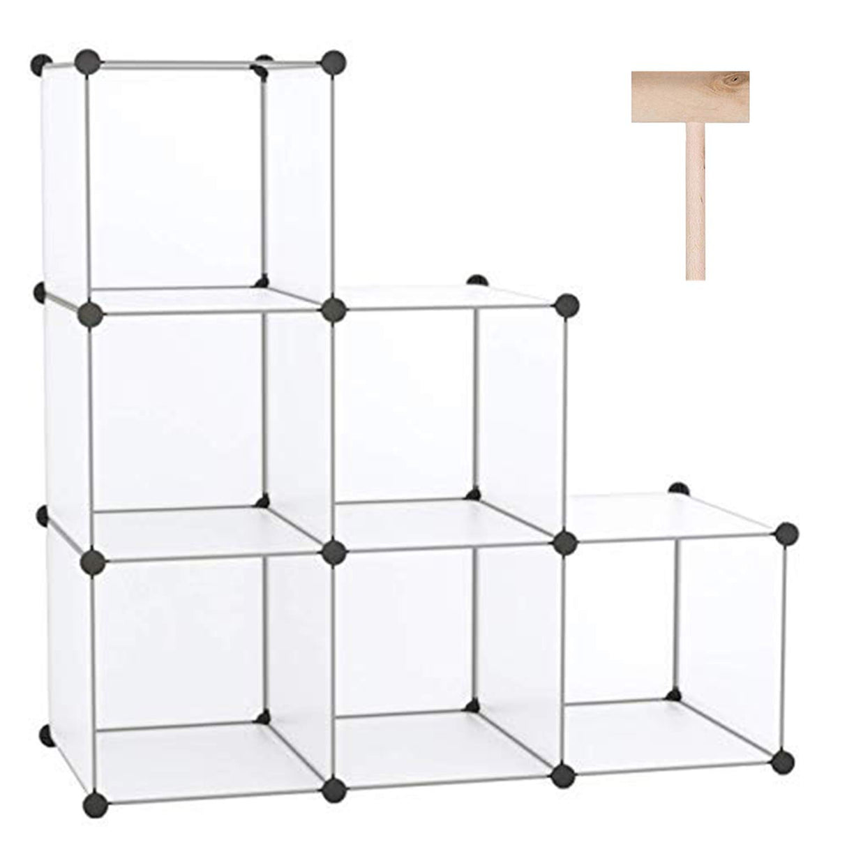 C&AHOME Cube Storage Organizer, 6-Cube Shelves Units, Closet Cabinet, DIY Plastic Modular Book Shelf, Ideal for Bedroom, Living Room, Office, 36.6" L x 12.4" W x 36.6" H Translucent White SBTM3506A C&AHOME