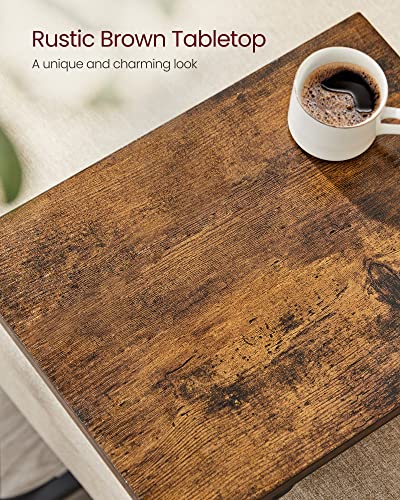 VASAGLE C-Shaped End Table Set of 2, Small Side Table for Couch, Sofa Table with Metal Frame for Living Room, Bedroom, Bedside, Rustic Brown and Black VASAGLE