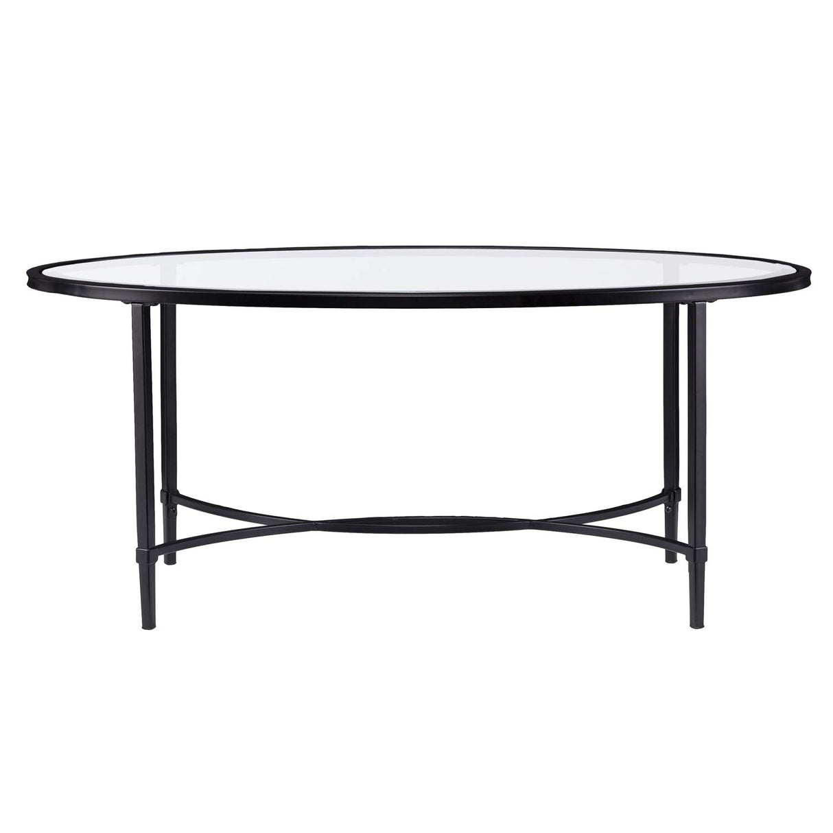 SEI Furniture Quinton Metal/Glass Oval Cocktail Table - Black, 45 in x 25 in x 19 in SEI Furniture