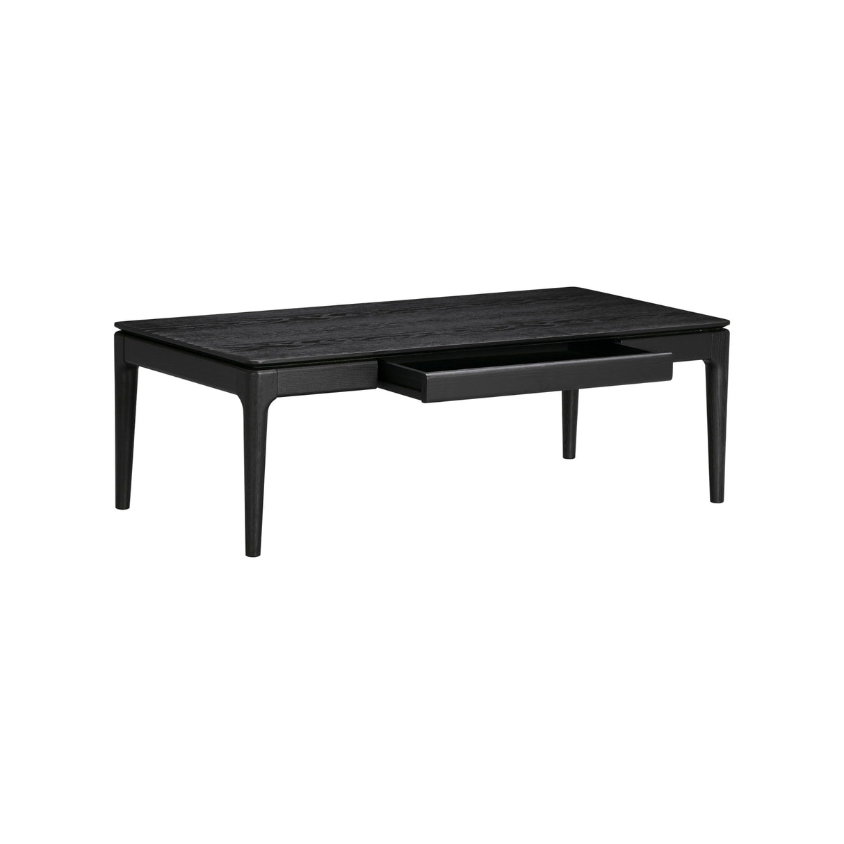 NTC Mingle Modern Wooden Rectangle Coffee Table with Hidden Drawer – Waterproof & Heat Resistant, Burnt Black NTC