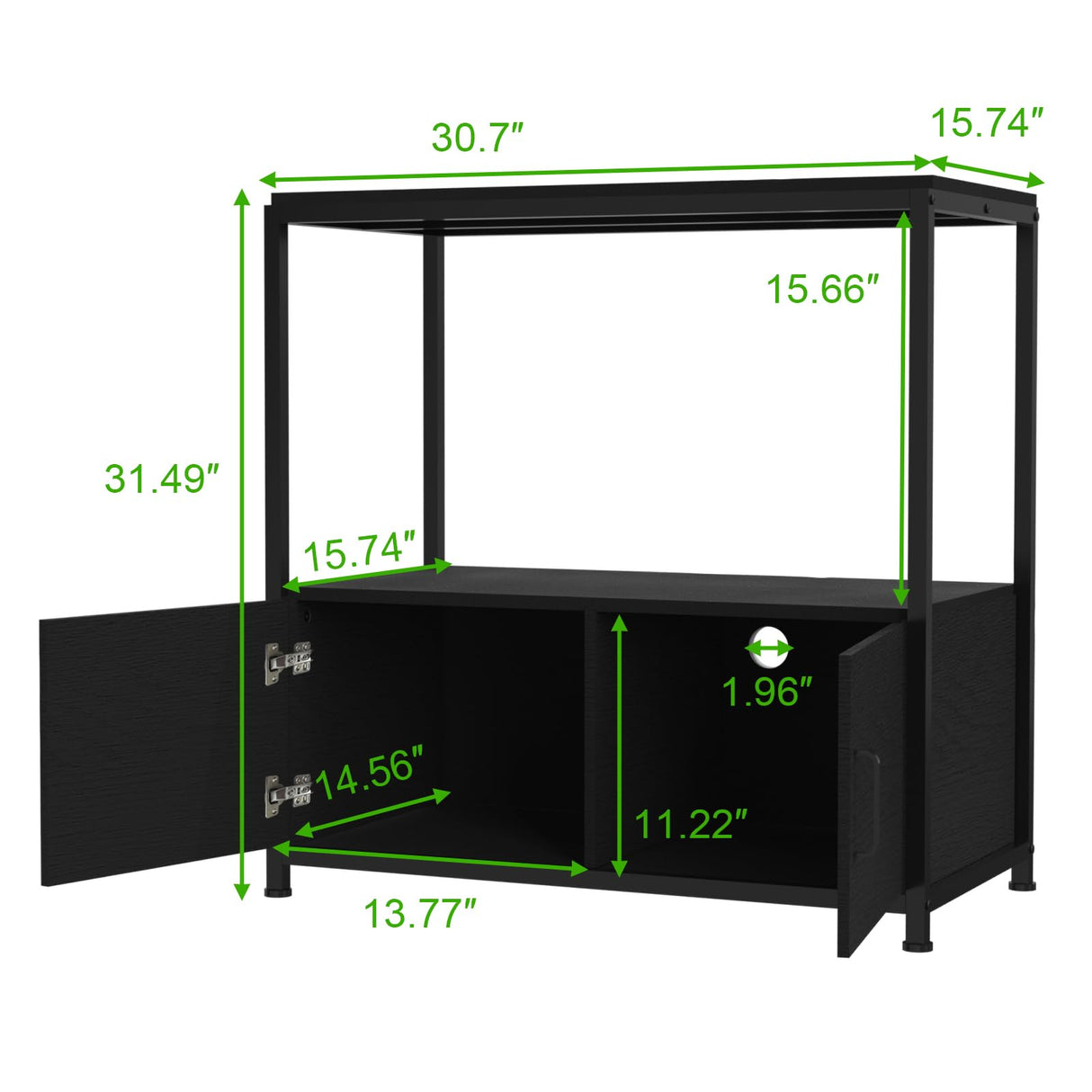 VANVERB Fish Tank Stand for 20-29 Gallon Aquarium, Heavy Duty Metal Wood Aquarium Stand with Cabinet Accessories Storage, Black VANVERB