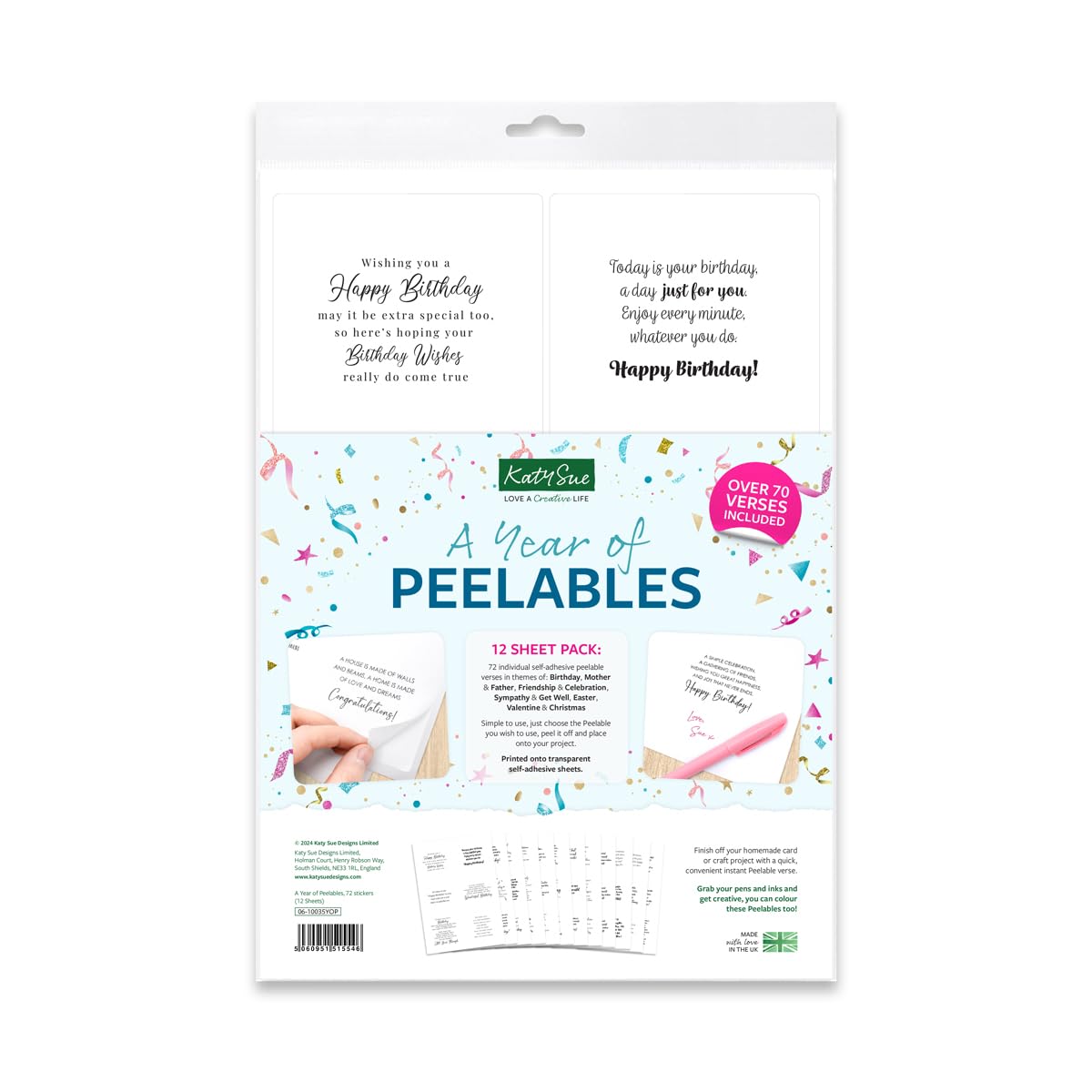 Katy Sue A Year of Peelables Stickers for Card Making. 72 Peelable Verses/Peel Offs/Sentiments Stickers for Year Round Card Making Supplies & Embellishments Katy Sue