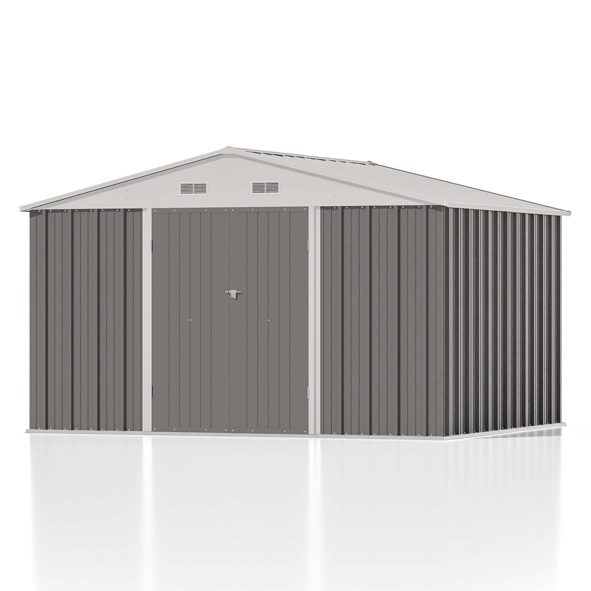 Patiowell 10 x 8 FT Outdoor Storage Shed, Large Garden Tool Metal Shed with Sloping Roof and Double Lockable Door, Outdoor Shed for Backyard Garden Patio Lawn,Grey Patiowell