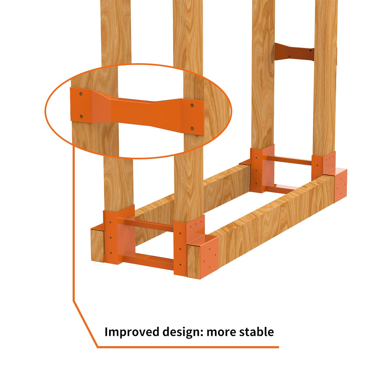Firewood Log Storage Rack Bracket Kit with Screws Steel Fireplace Wood Storage Holder Outdoor Indoor - Adjustable to Any Length, Rust Proof, Heavy Duty (2 Brackets Kits and 2 Connectors) Homydom