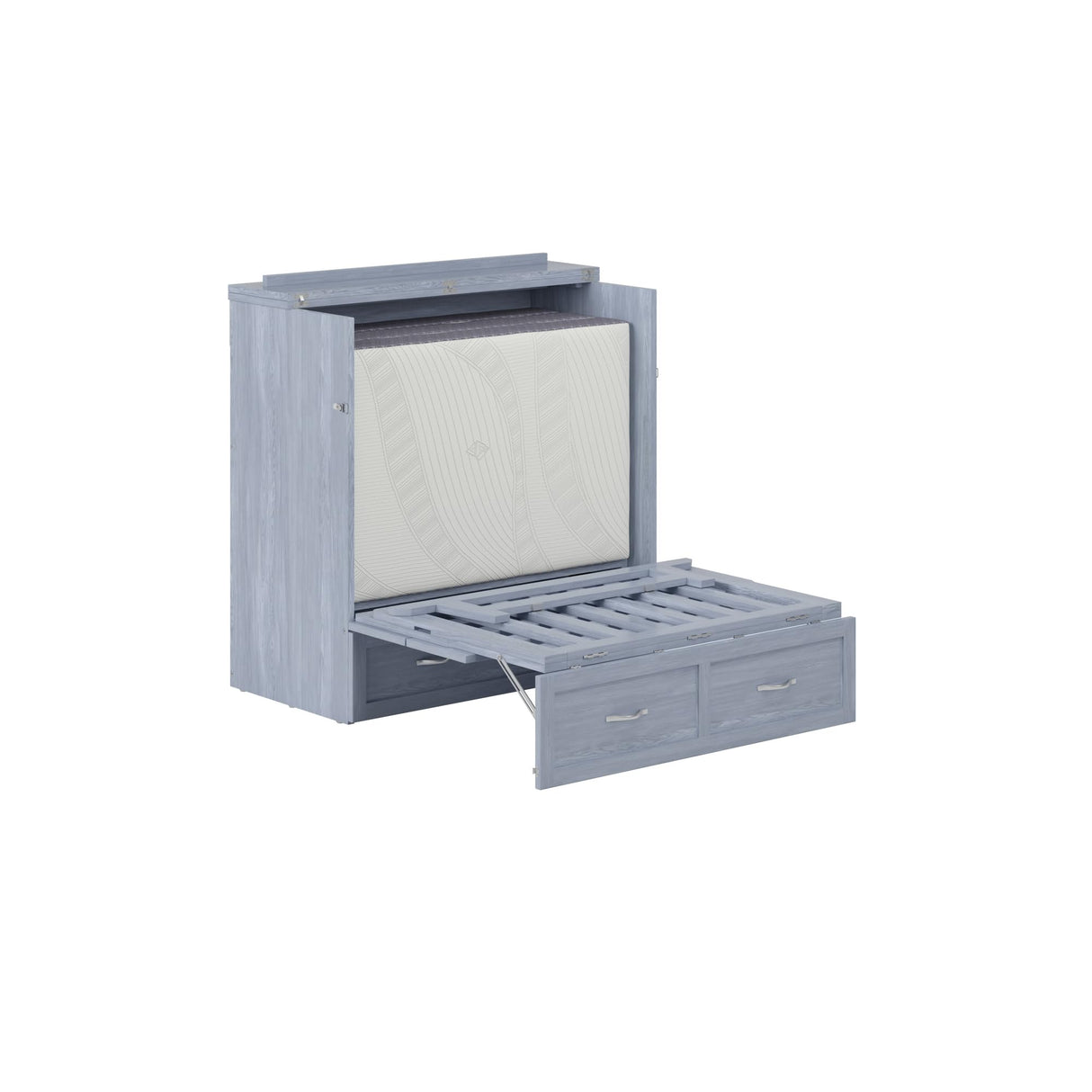 AFI, Northfield Murphy Bed Chest Twin XL with 6" Mattress, Storage Drawer & Built-in USB Charger, Driftwood AFI