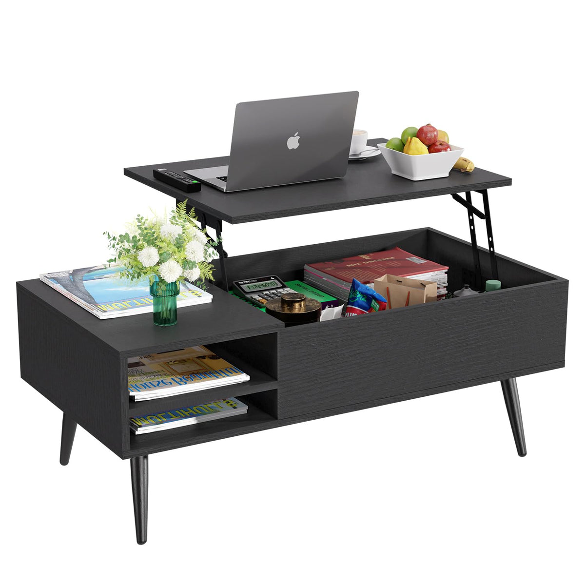 PayLessHere Lift Top Coffee Table with Adjustable Storage and Hidden C ...