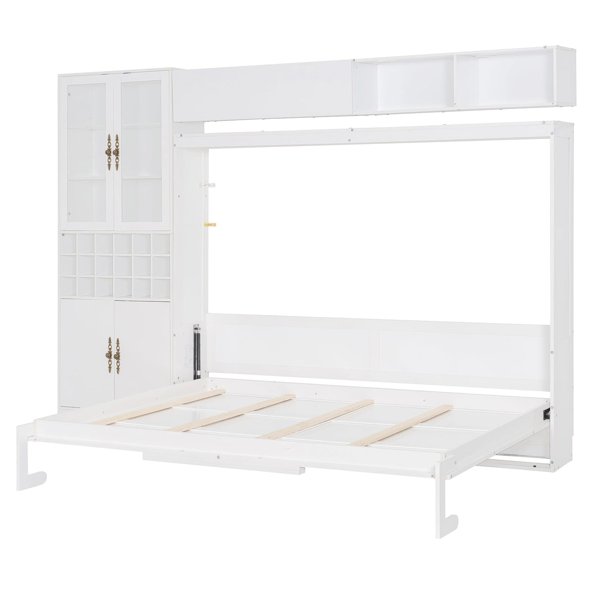 Harper & Bright Designs Queen Size Murphy Bed, Wall Bed with Sofa, Shelves USB & Light, White Harper & Bright Designs